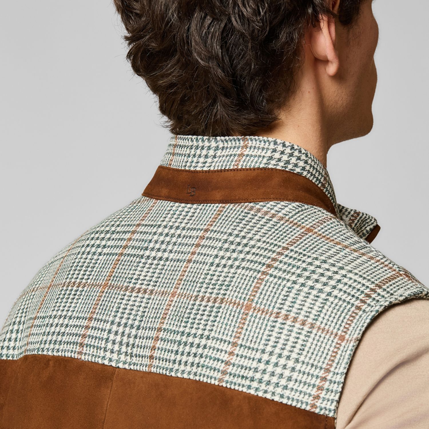 Luciano Barbera Fabric Vest w/ Suede Back