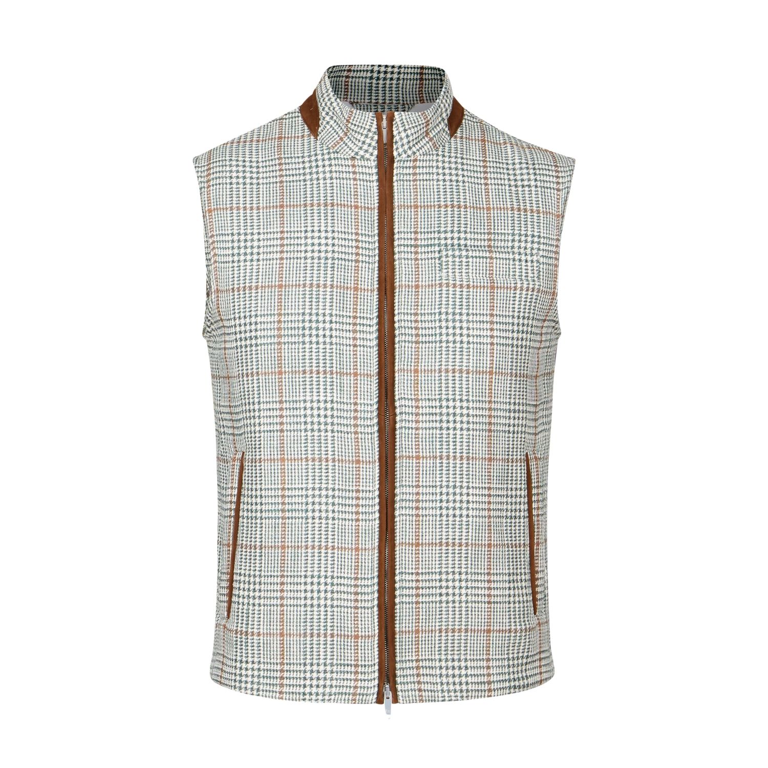 Luciano Barbera Fabric Vest w/ Suede Back