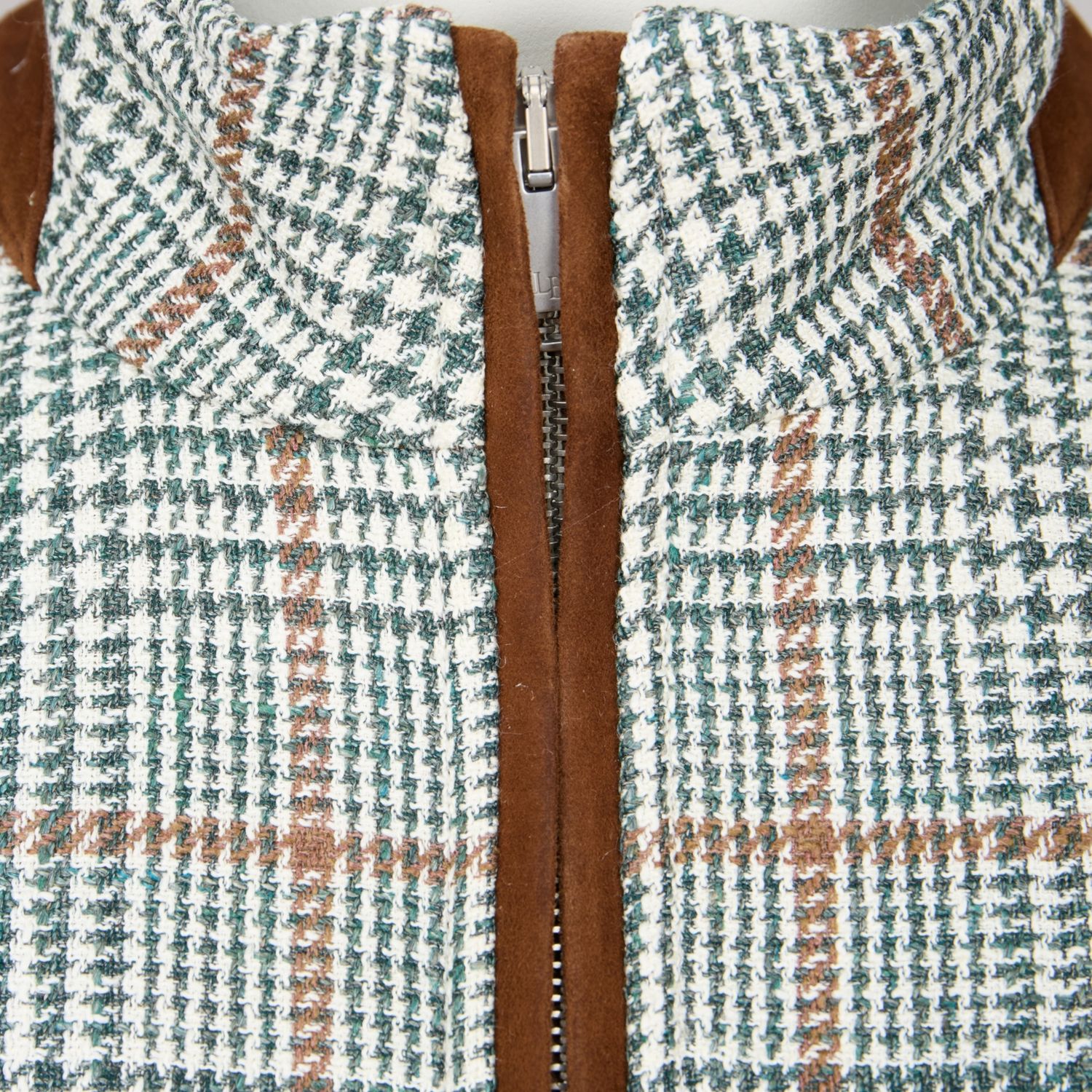 Luciano Barbera Fabric Vest w/ Suede Back