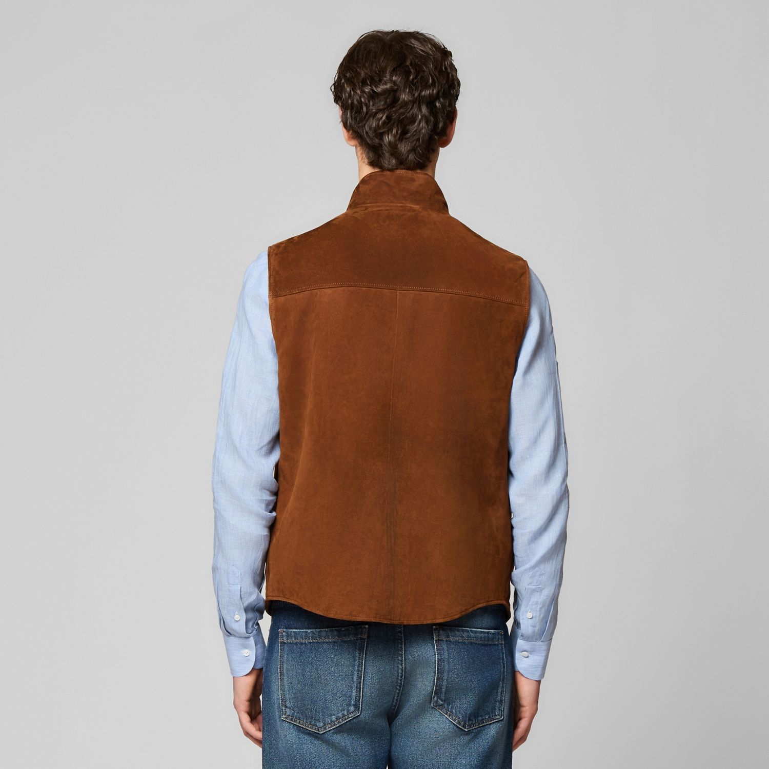Luciano Barbera Suede/Linen Reversible Vest