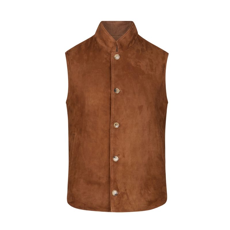 Luciano Barbera Suede/Linen Reversible Vest