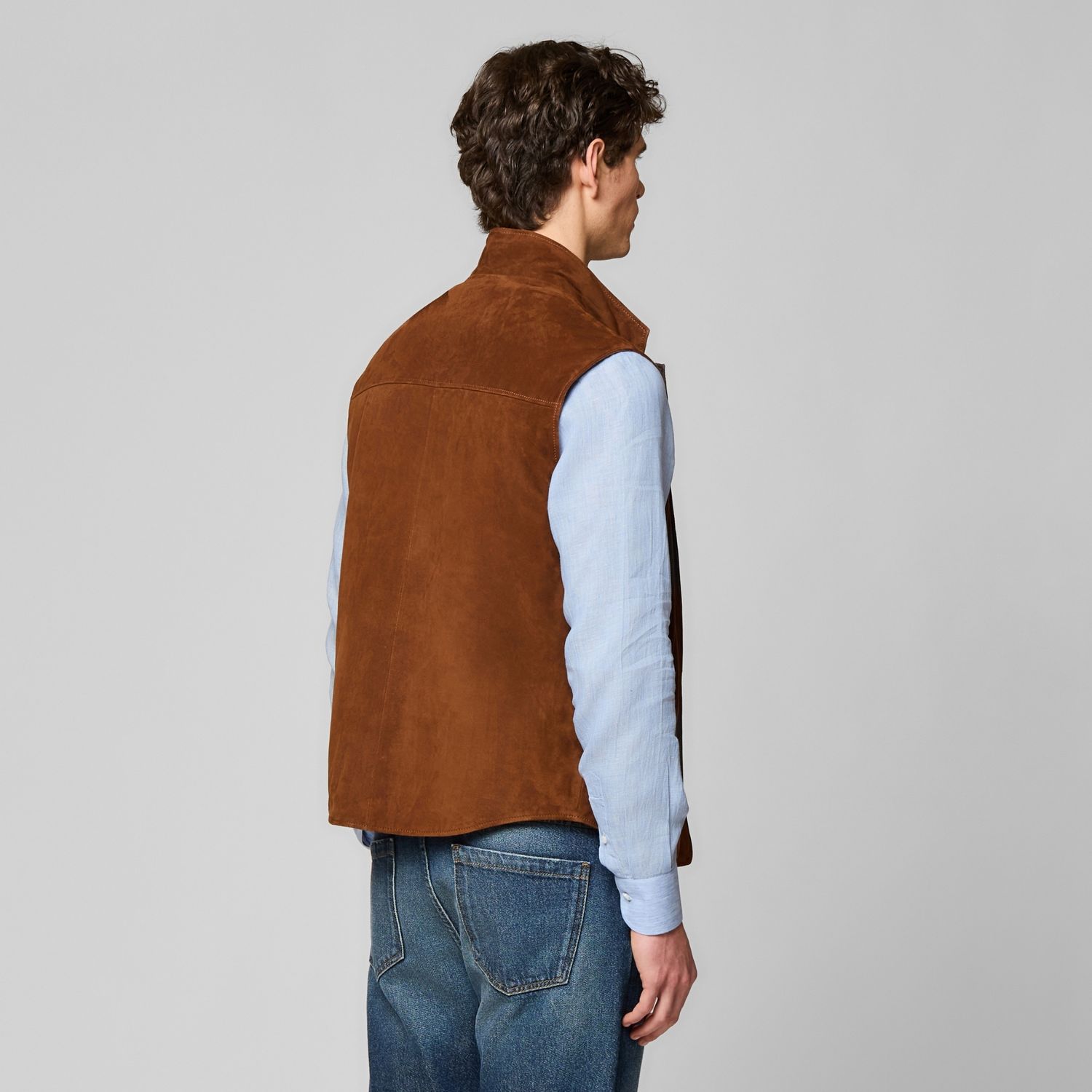 Luciano Barbera Suede/Linen Reversible Vest