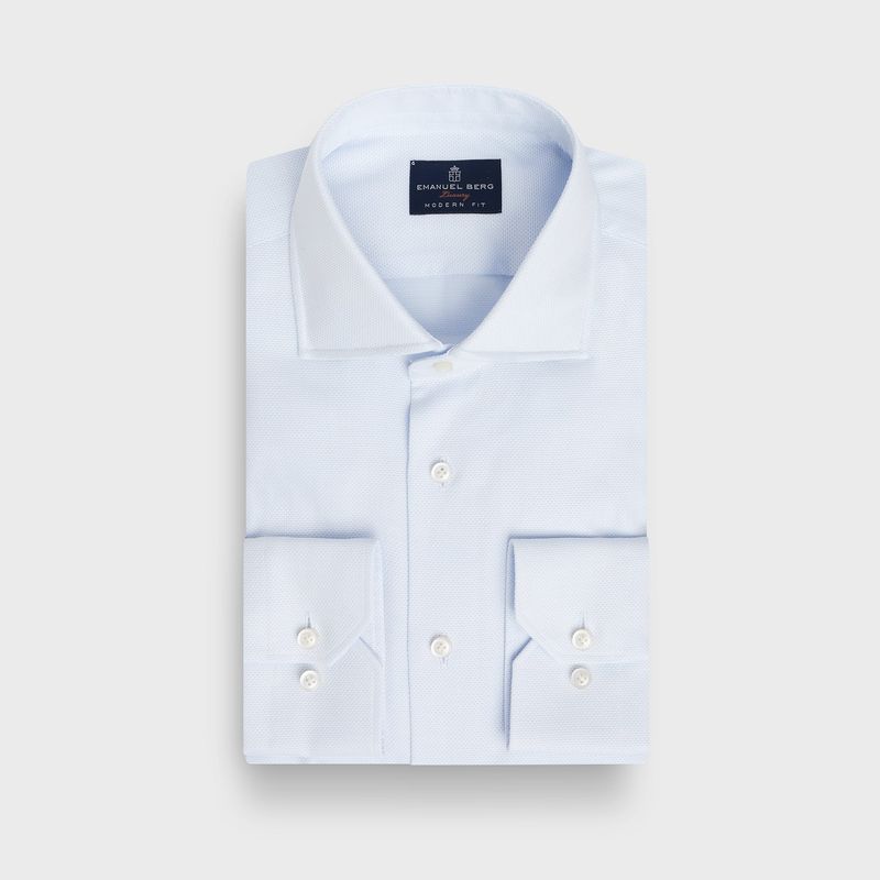 Emanuel Berg Solid Cotton Twill  Natural Stretch Yoga Dress Shirt