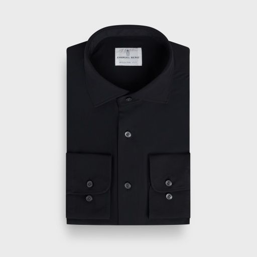 Emanuel Berg Modern Performance Stretch Knit Shirt, Color: Black, Size: 38