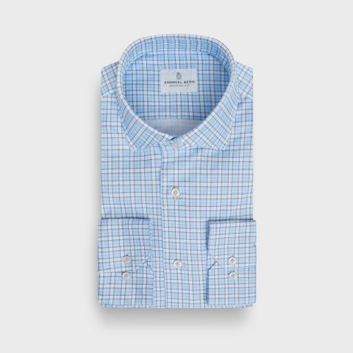 Emanuel Berg Modern 4 Flex Stretch Knit Shirt, Color: Medium Blue, Size: 38