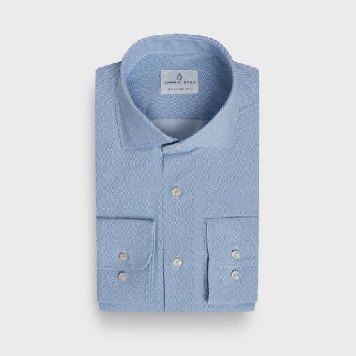 Emanuel Berg Performance Tech Sport Shirt, Color: Blue Herringbone, Size: 38