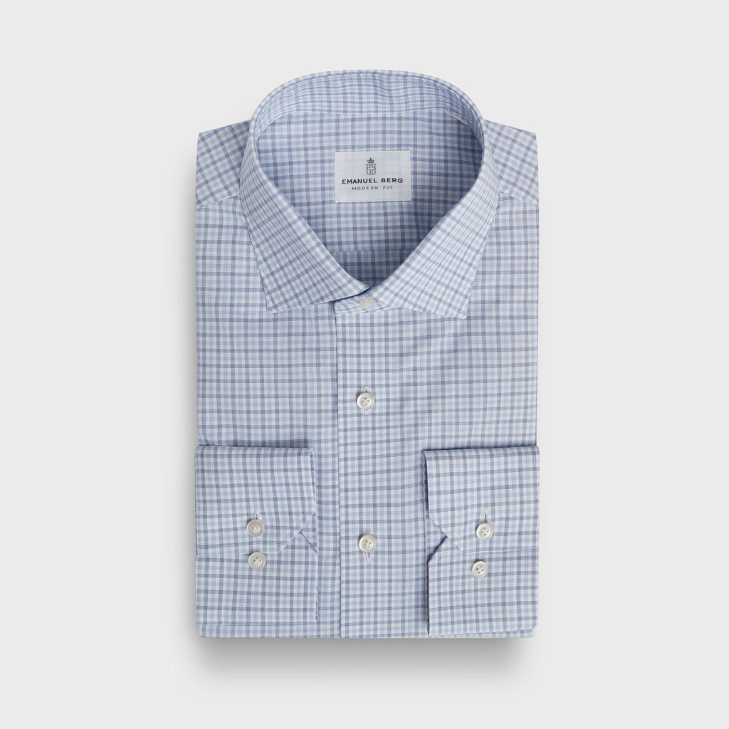 Emanuel Berg Checked Poplin Cotton Sport Shirt