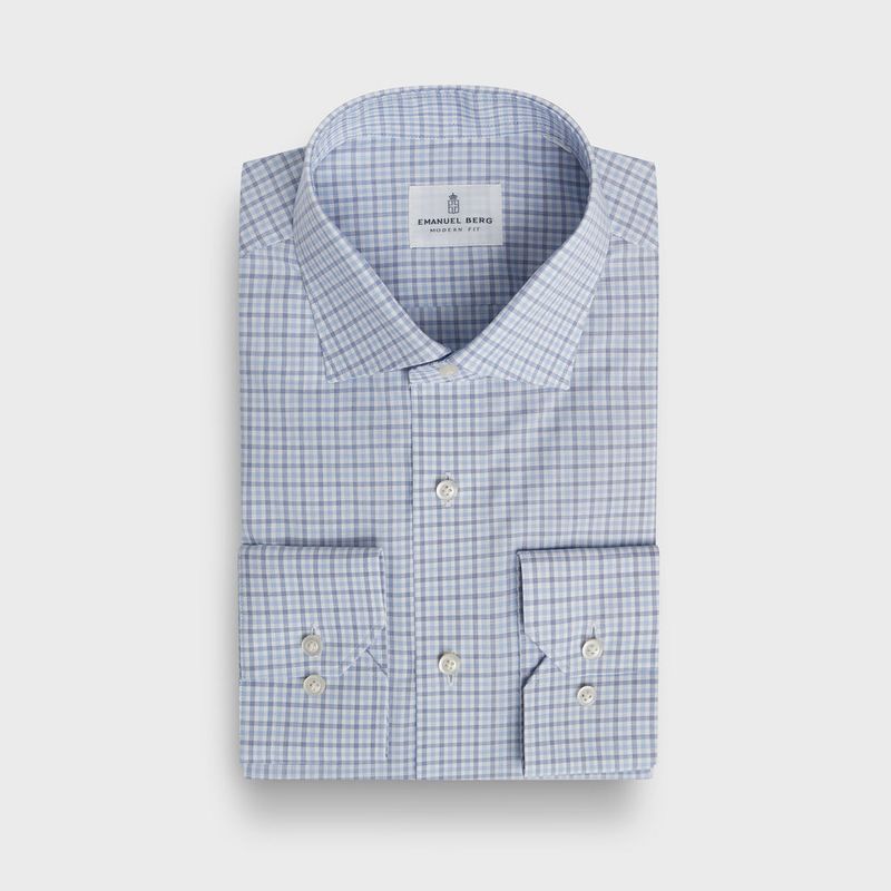 Emanuel Berg Checked Poplin Cotton Sport Shirt