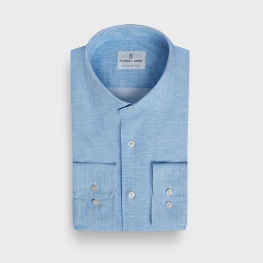 Emanuel Berg Modern Performance Stretch Knit Shirt, Color: Bright Blue, Size: 38