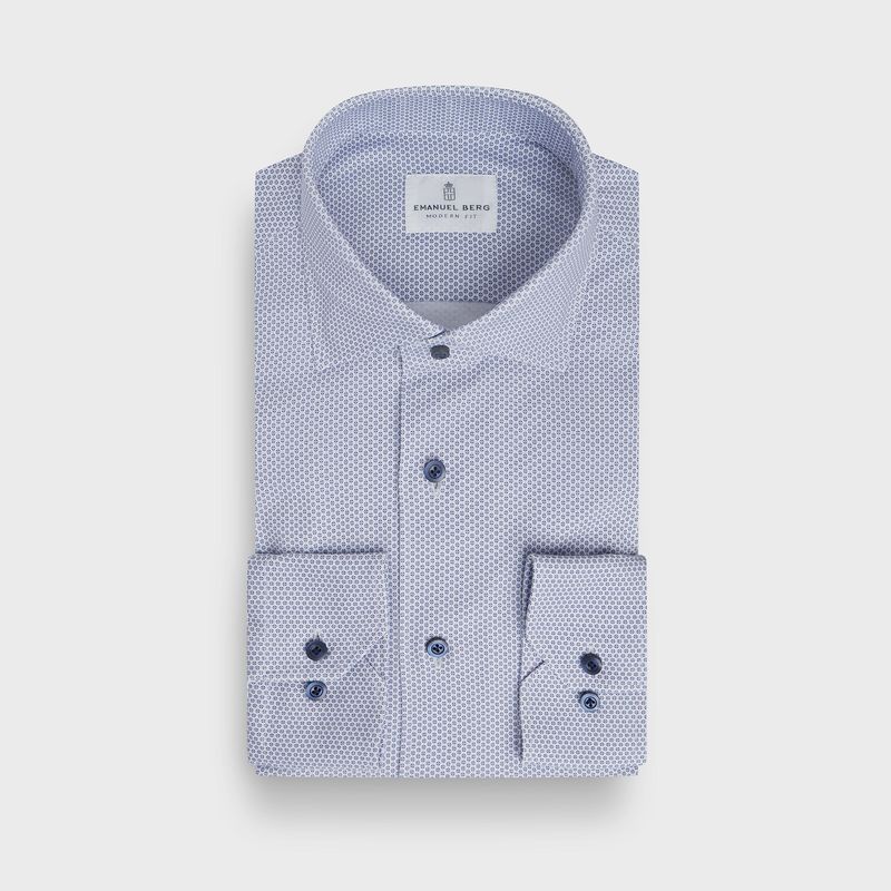 Emanuel Berg 4 Flex Floral Block Print Stretch Shirt