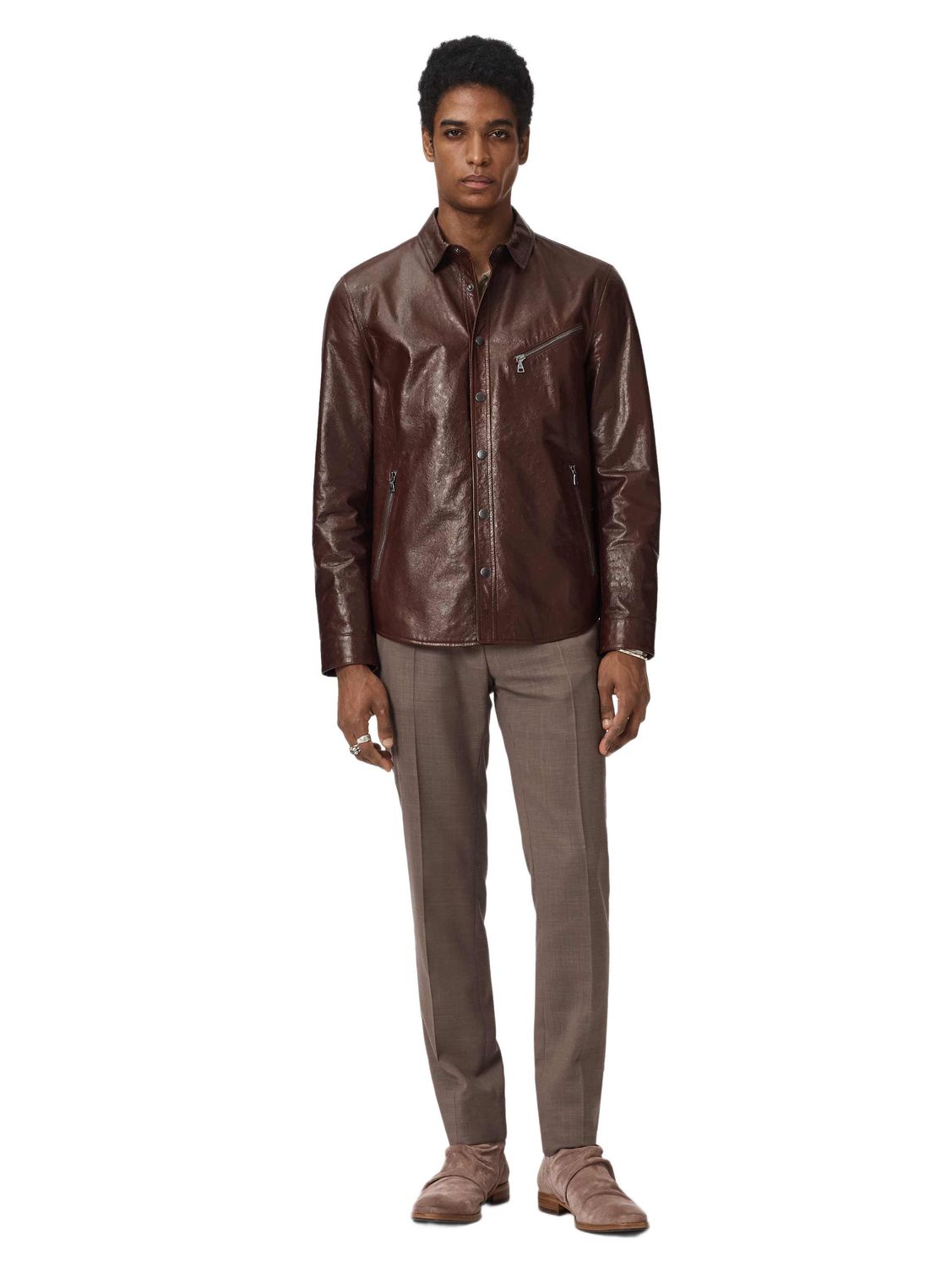 John Varvatos Kadd Leather Shirt Jacket