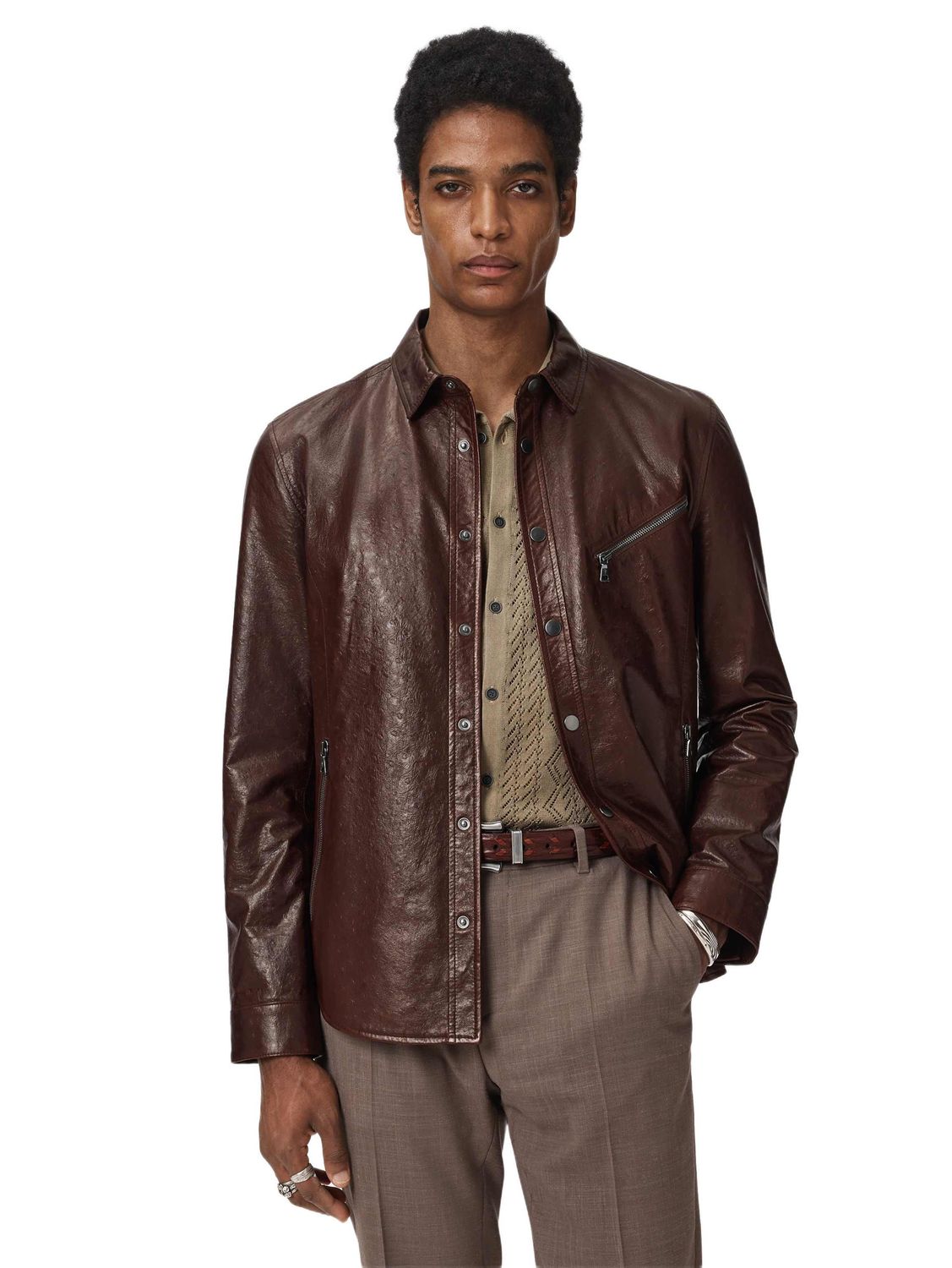 John Varvatos Kadd Leather Shirt Jacket