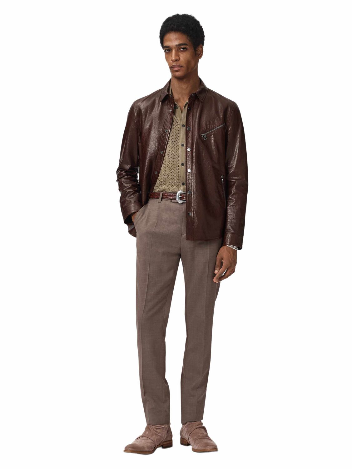 John Varvatos Kadd Leather Shirt Jacket