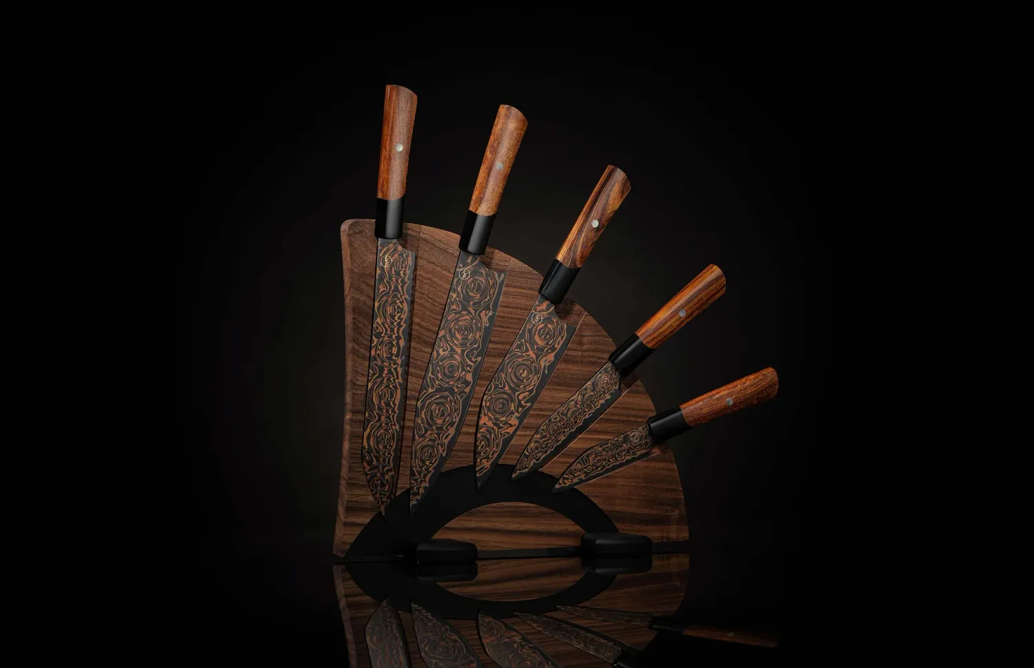 William Henry Black Flare Chef Set Walnut