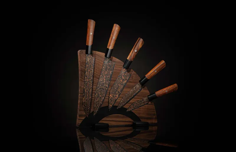 William Henry Black Flare Chef Set Walnut