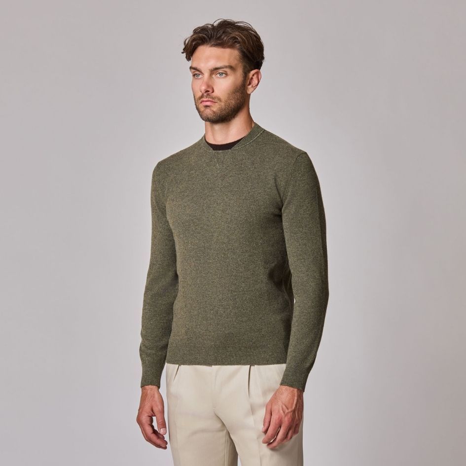 Luciano Barbera Cashmere Dual Crew Neck Collar