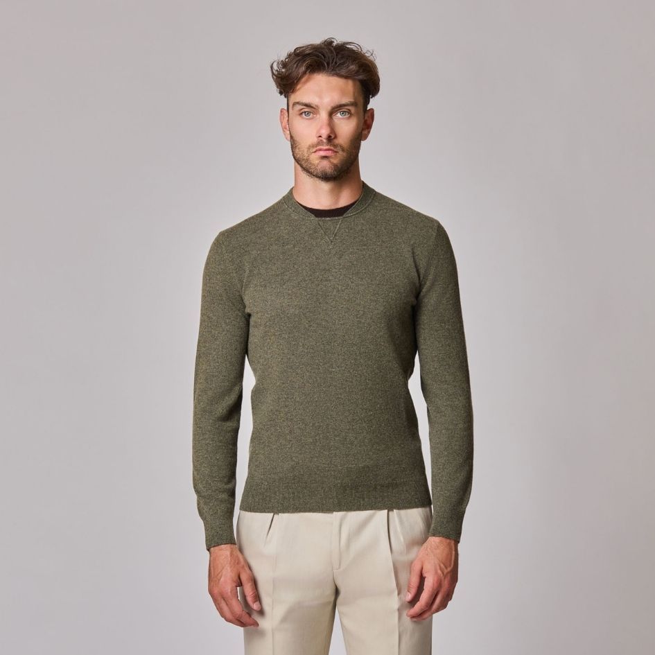 Luciano Barbera Cashmere Dual Crew Neck Collar
