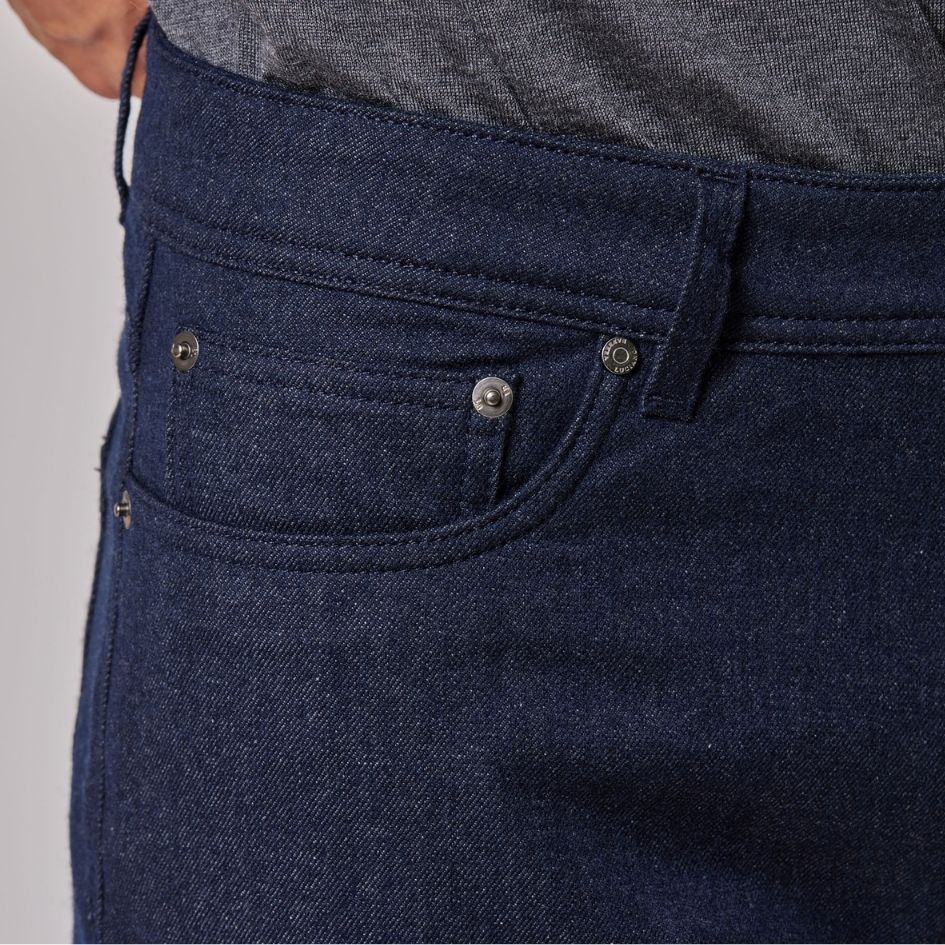 Luciano Barbera Denim Effect Wool Cotton Five Pocket