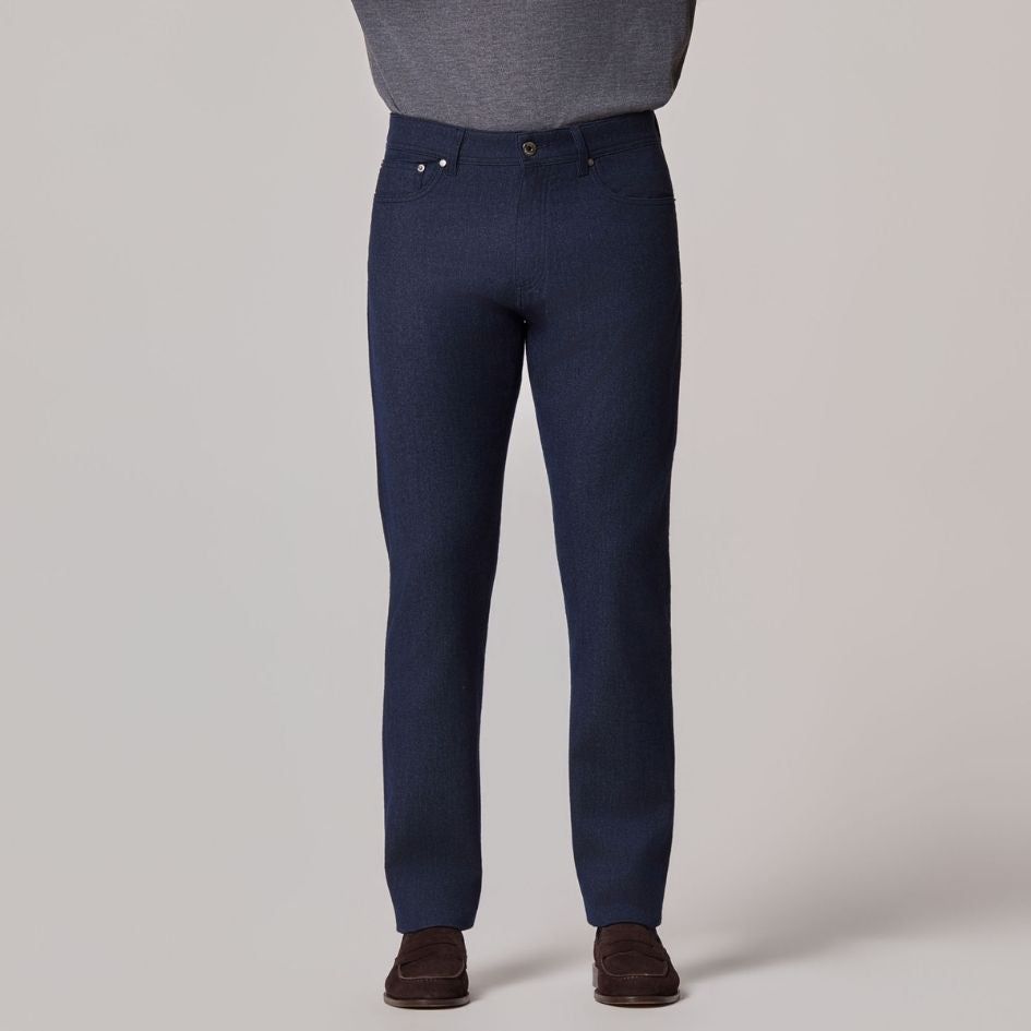 Luciano Barbera Denim Effect Wool Cotton Five Pocket