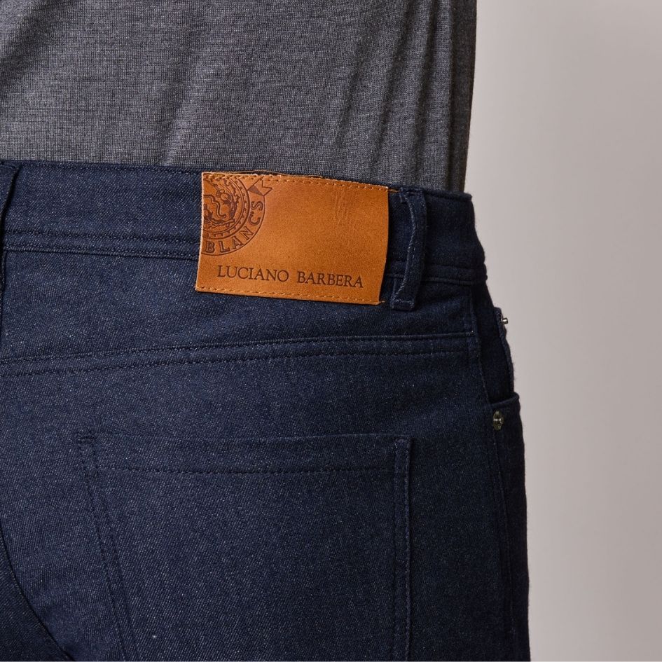 Luciano Barbera Denim Effect Wool Cotton Five Pocket
