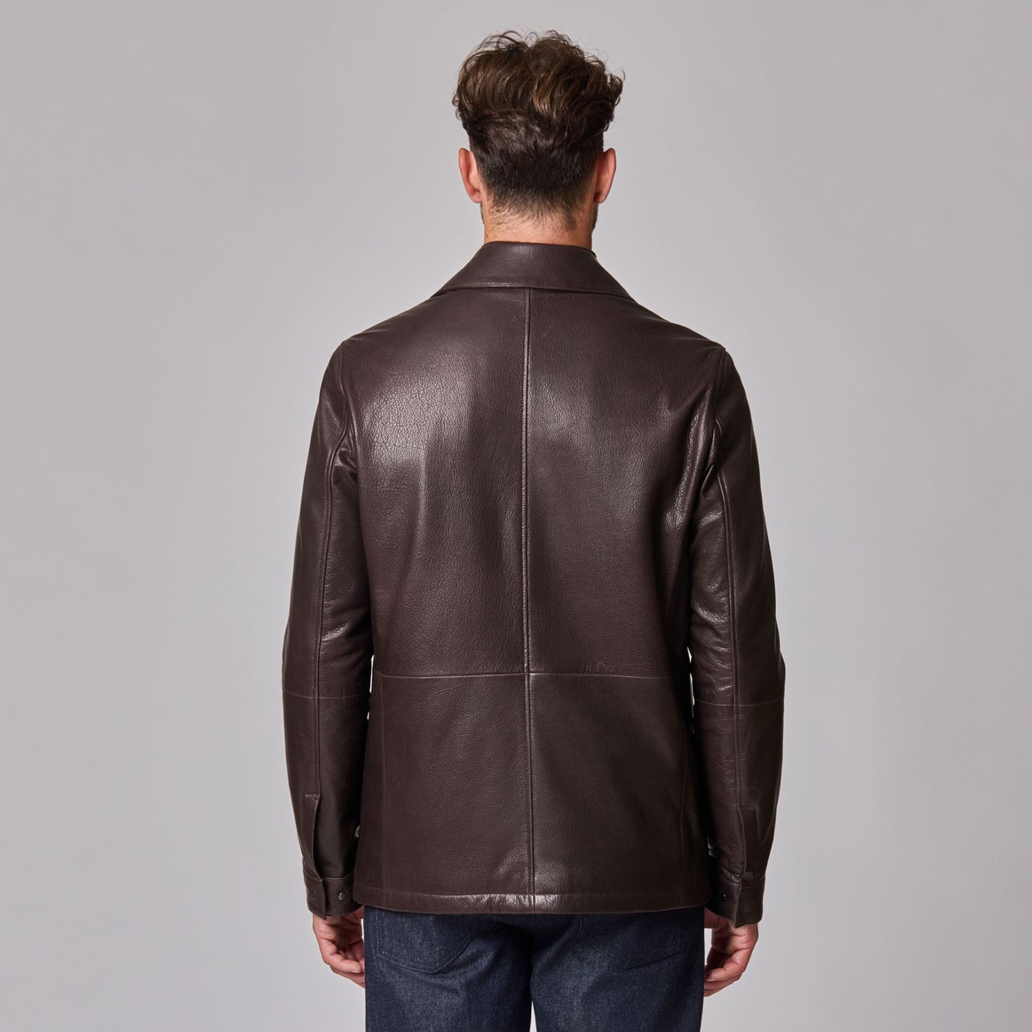 Luciano Barbera Tumbled Leather Shirt Jacket