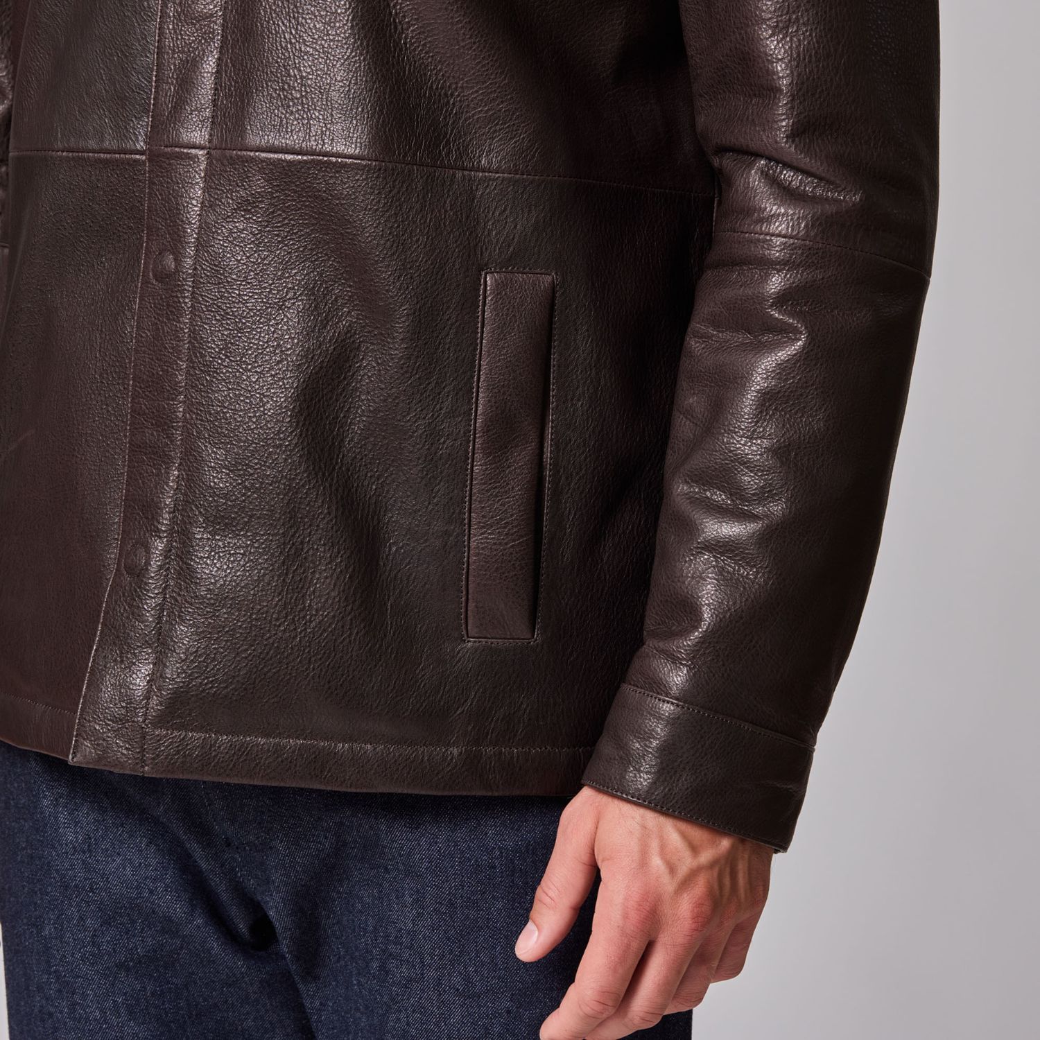 Luciano Barbera Tumbled Leather Shirt Jacket