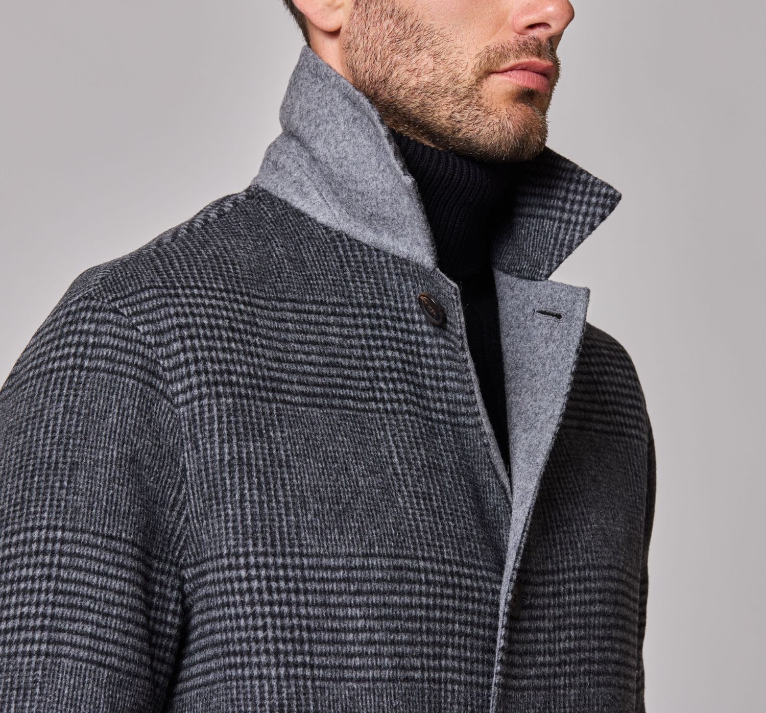 Luciano Barbera Plaid Reversible City Coat