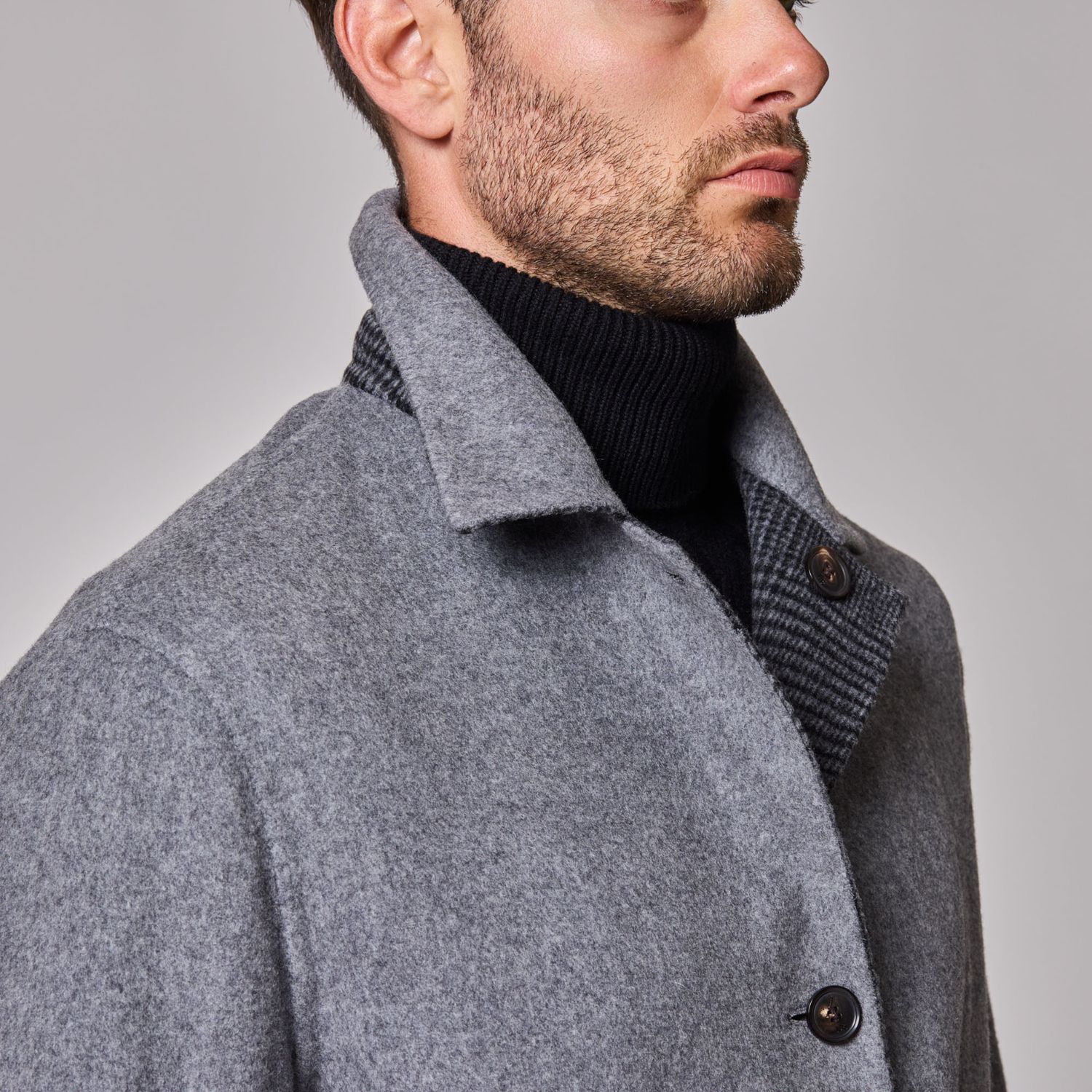 Luciano Barbera Plaid Reversible City Coat