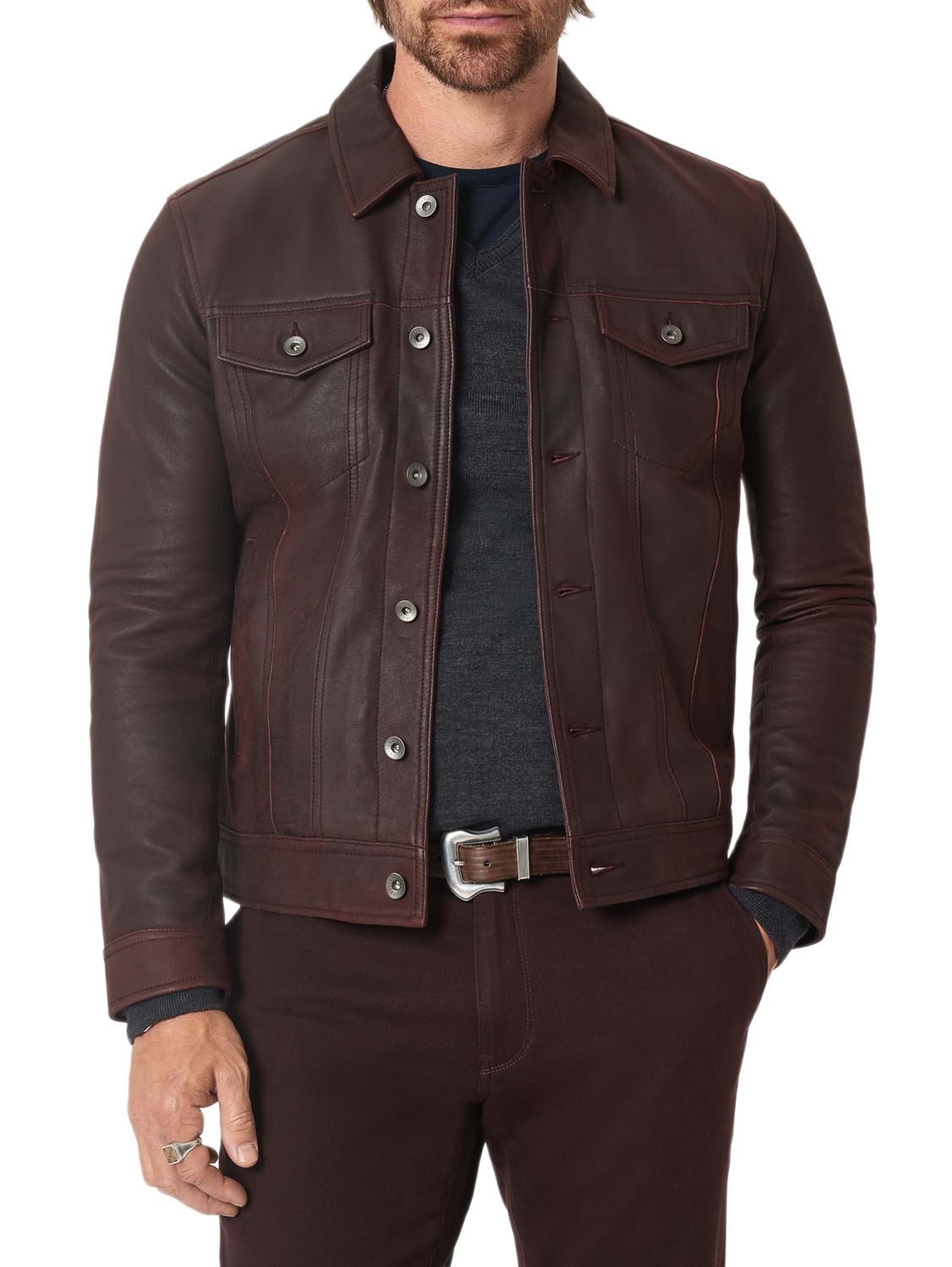 John Varvatos Andrew Burnished Suede Trucker