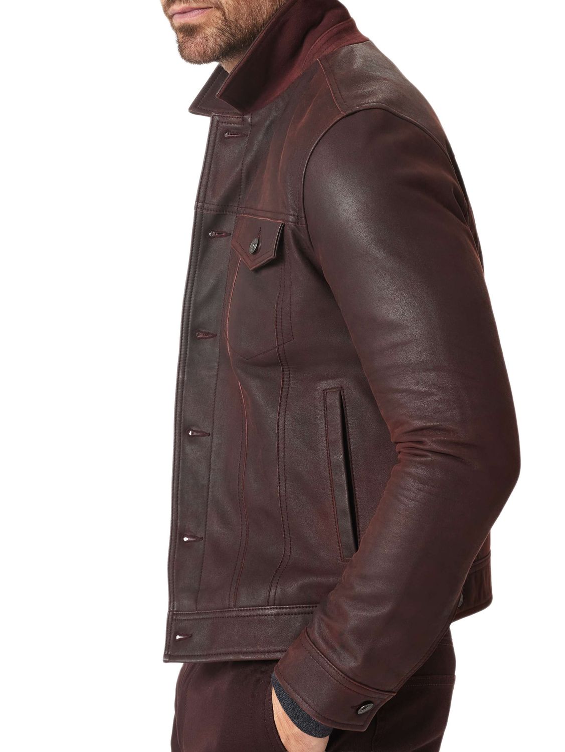 John Varvatos Andrew Burnished Suede Trucker