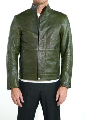 John Varvatos Maverick Leather Jacket, Color: Moss, Size: 50