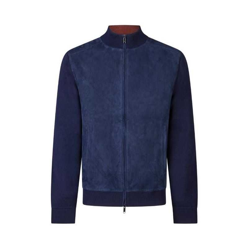 Luciano Barbera Mixed Media Suede Front Bomber