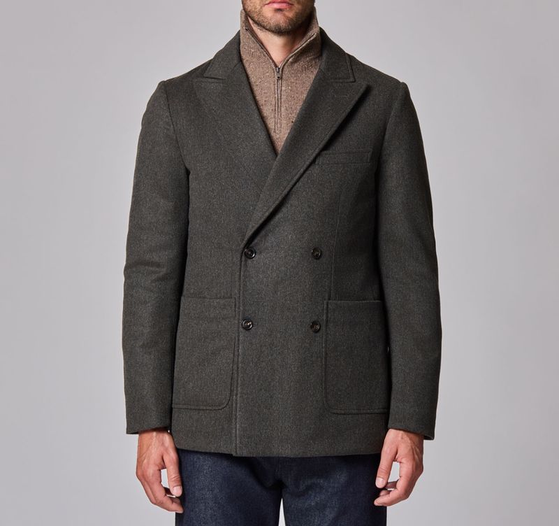 Luciano Barbera Wool Cashmere Mixed Media Peacoat