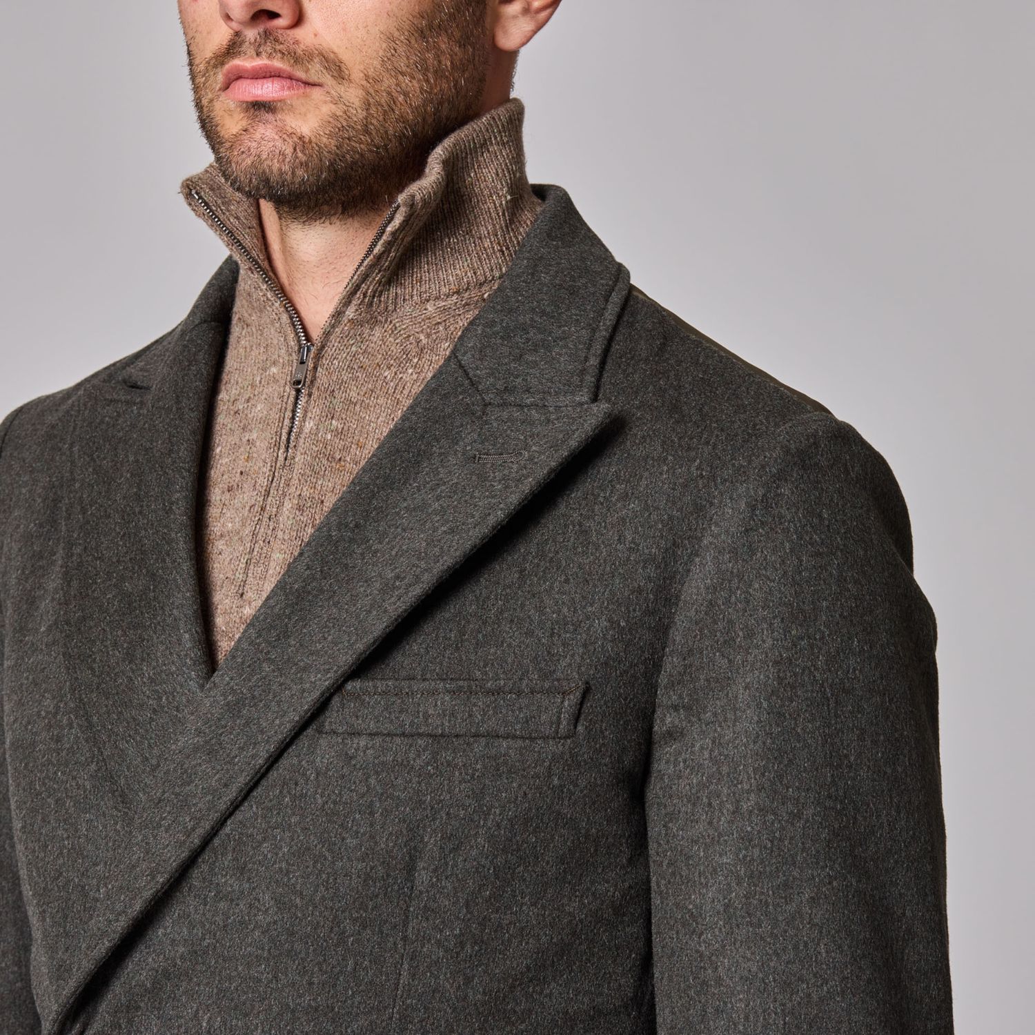 Luciano Barbera Wool Cashmere Mixed Media Peacoat