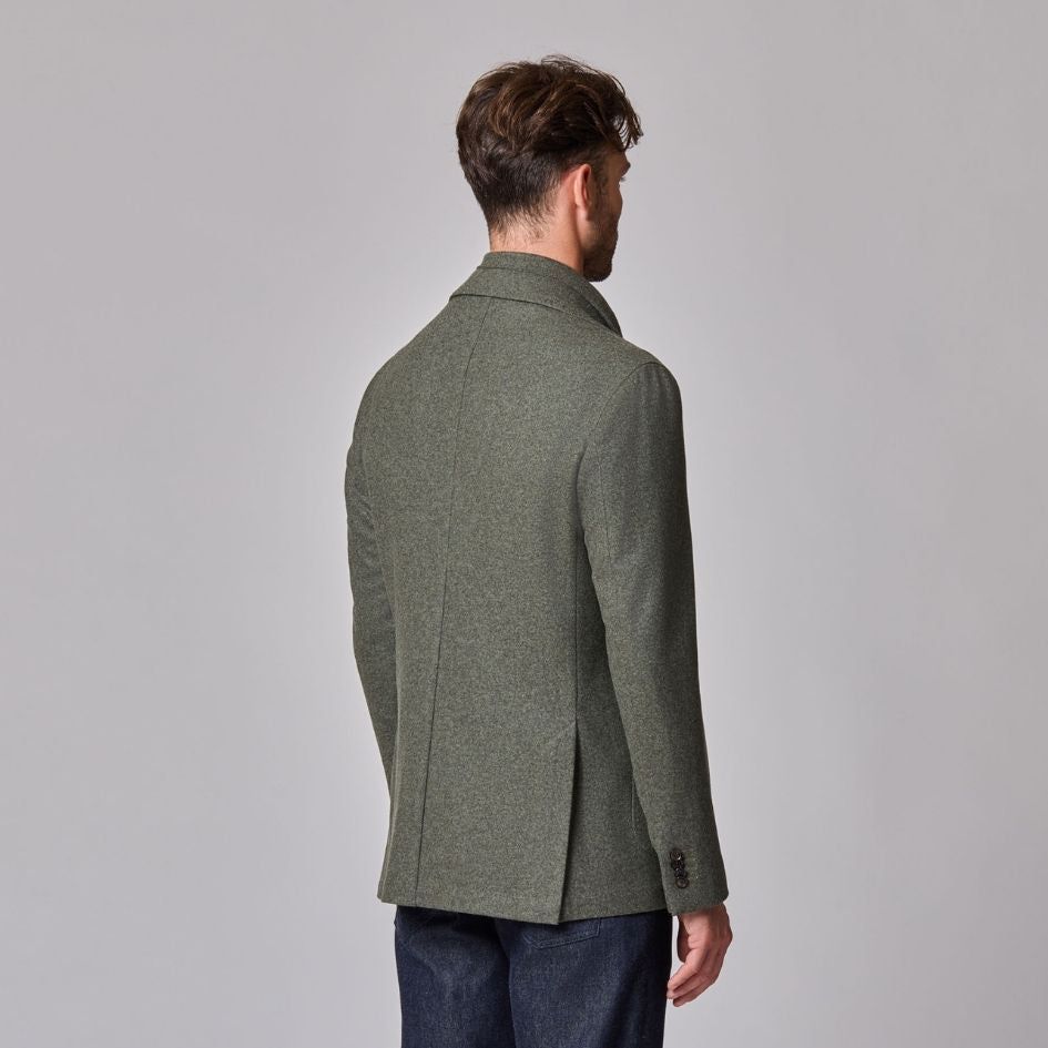 Luciano Barbera Wool Jersey  Amalfi Jacket w/ Zip Chest