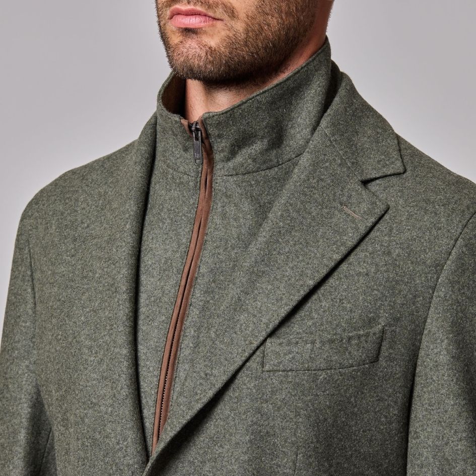 Luciano Barbera Wool Jersey  Amalfi Jacket w/ Zip Chest