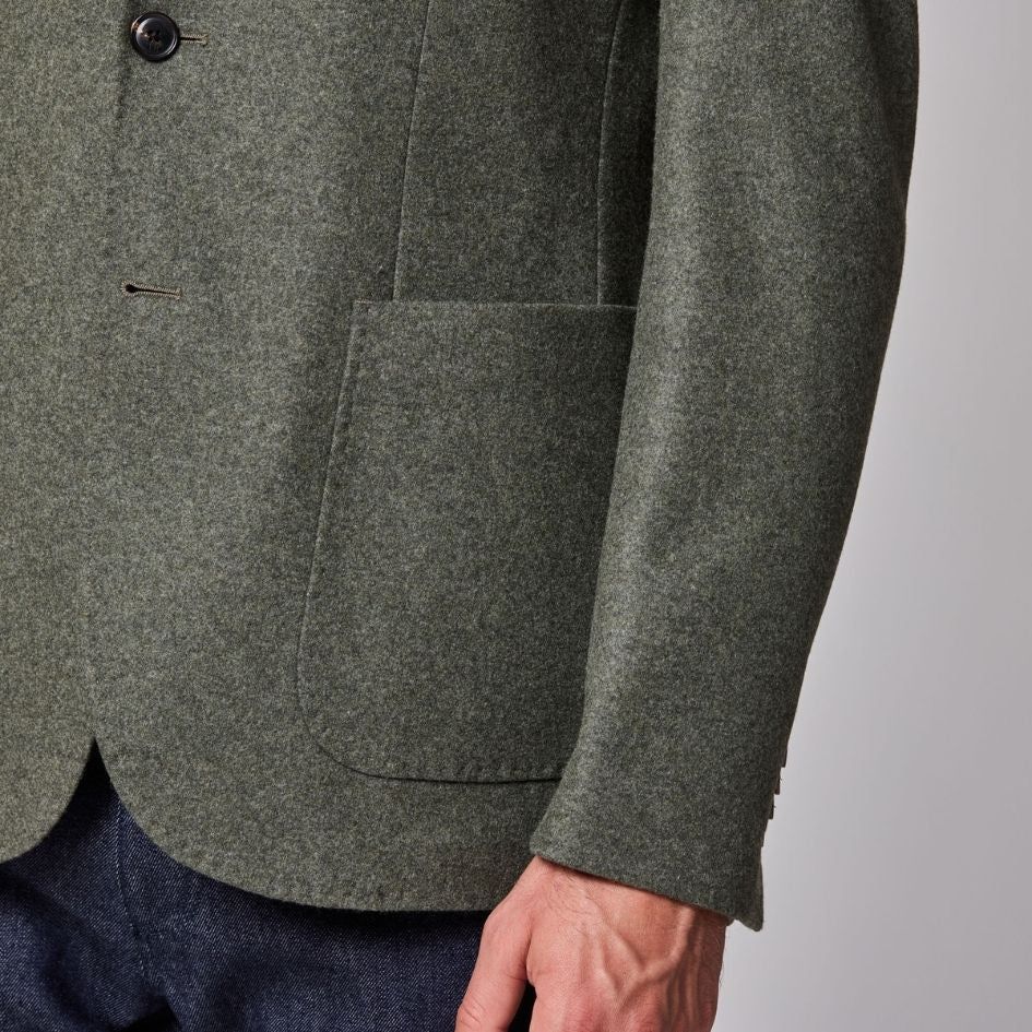 Luciano Barbera Wool Jersey  Amalfi Jacket w/ Zip Chest