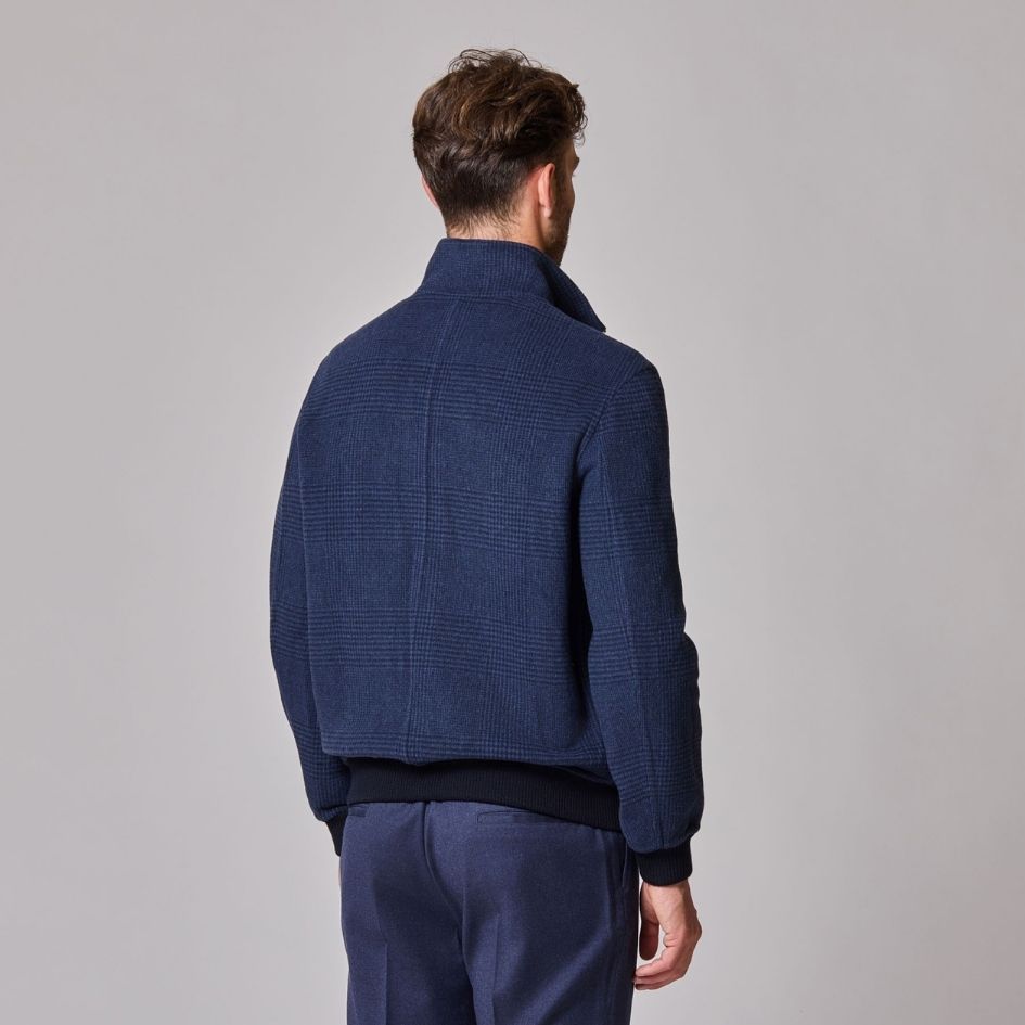 Luciano Barbera Reversible Plaid Wool Bomber