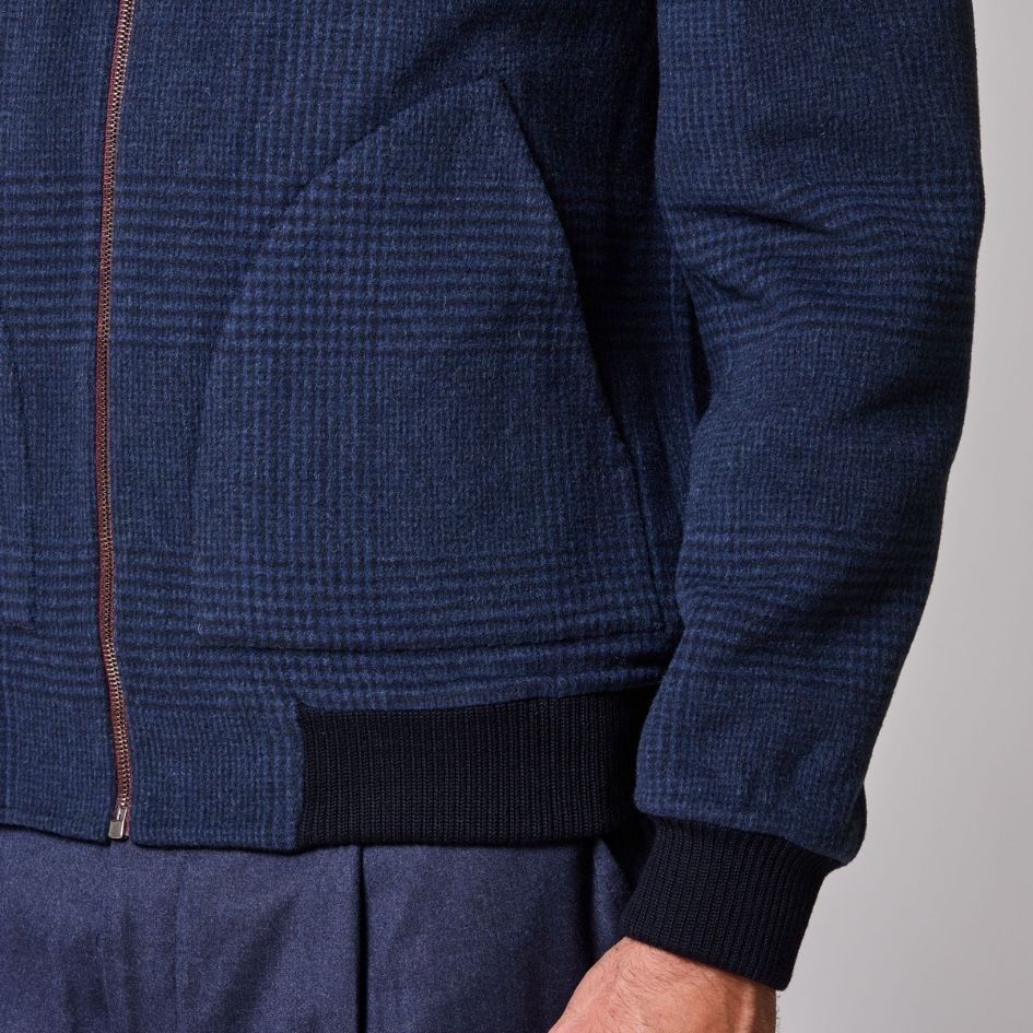 Luciano Barbera Reversible Plaid Wool Bomber