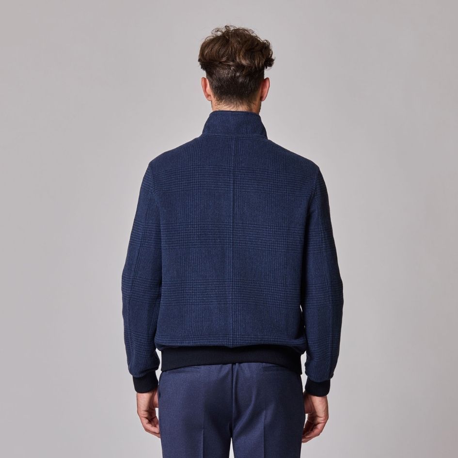 Luciano Barbera Reversible Plaid Wool Bomber