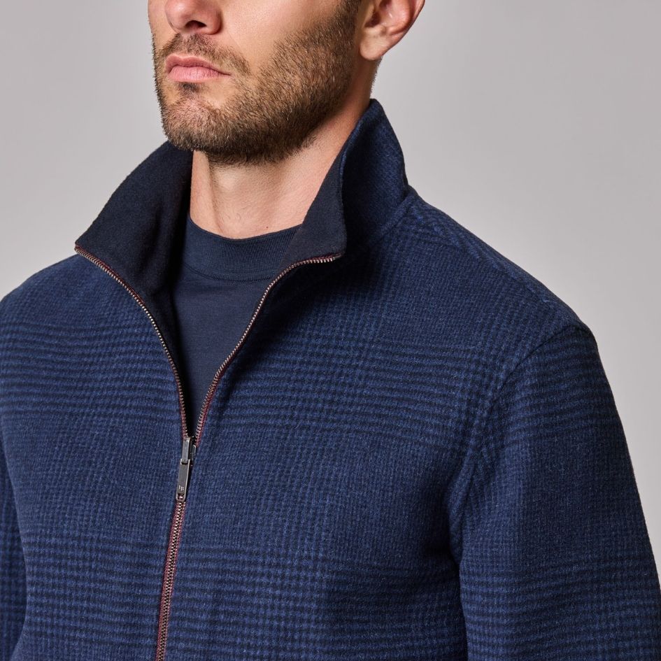 Luciano Barbera Reversible Plaid Wool Bomber