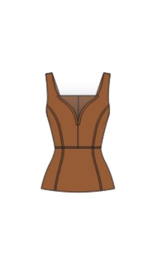 Iris Setlakwe Leather Combo Bustier Cami w/ Rib In Back, Color: Caramel, Size: 2