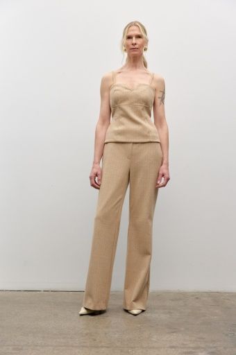 Iris Setlakwe Chevron Knit Bustier, Color: Beige, Size: 2