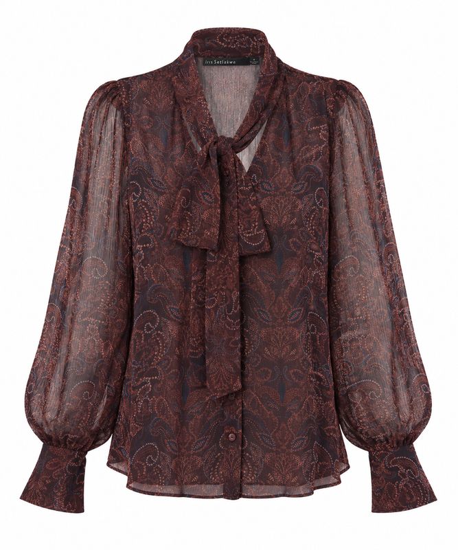 Iris Printed Long Sleeve Chiffon Blouse