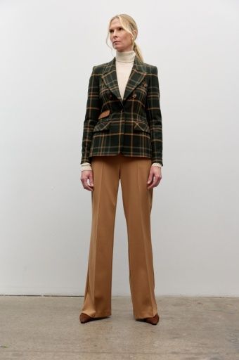 Iris Setlakwe Double Breast Plaid Jacket, Color: Green, Size: 0