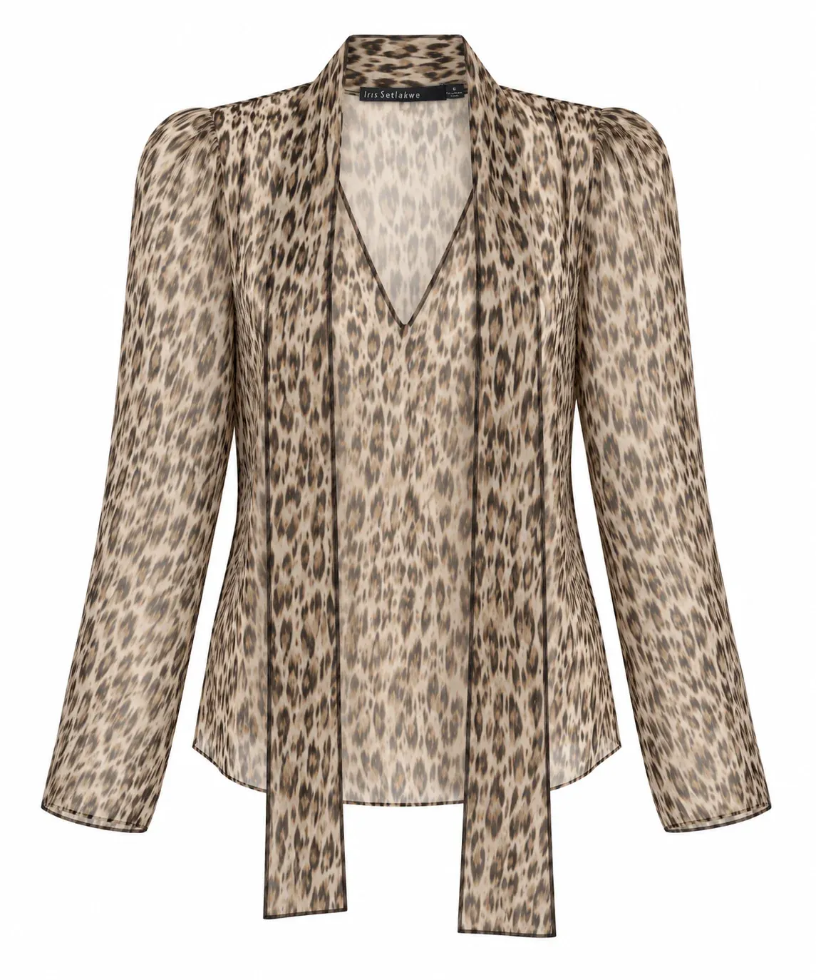 Iris Setlakwe Printed Chiffon Blouse w/ Detachable Tie
