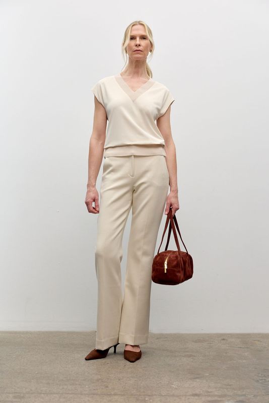 Iris Setlakwe Matte Jersey V Neck W/ Knit Trim