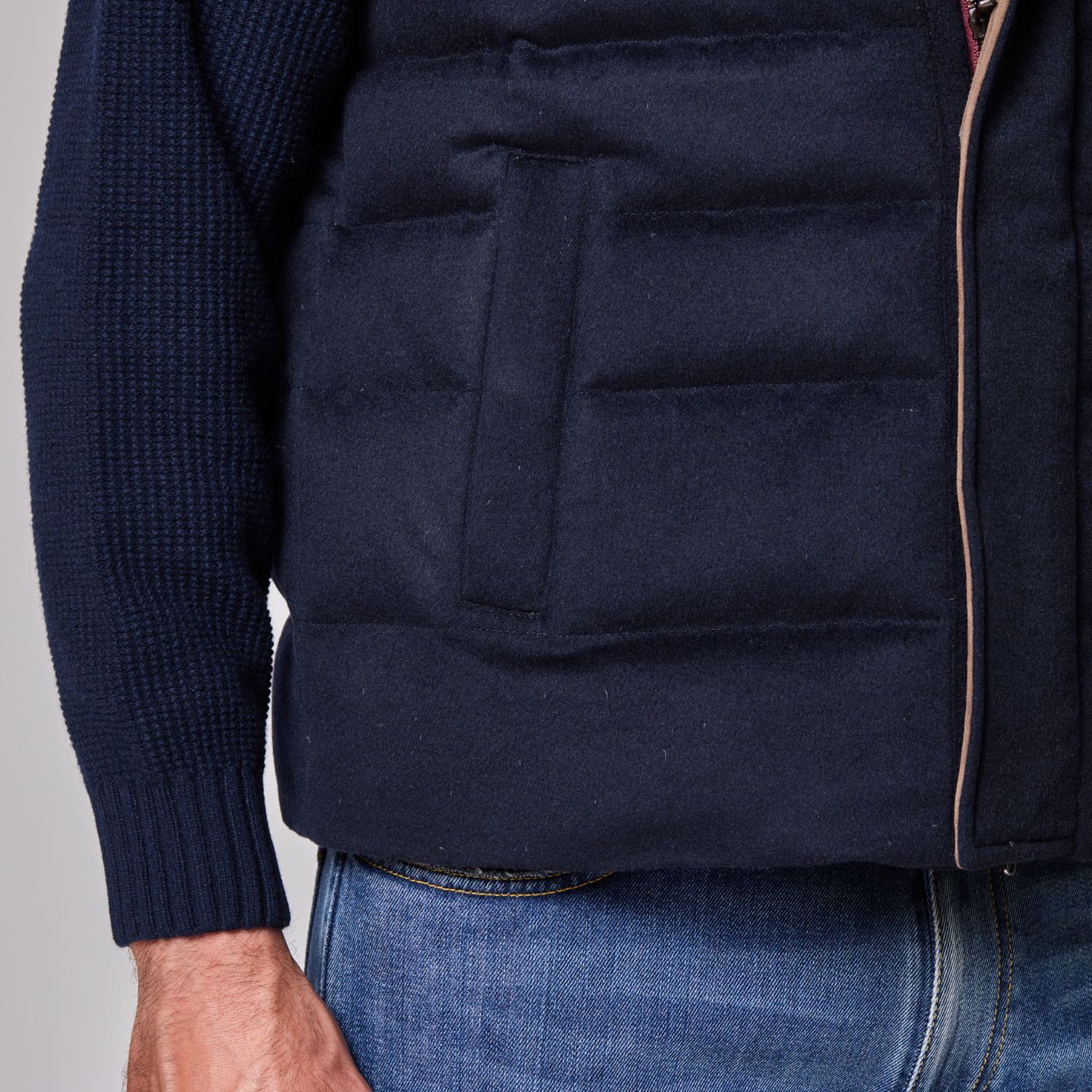 Luciano Barbera Wool Vest w/ Detachable Collar