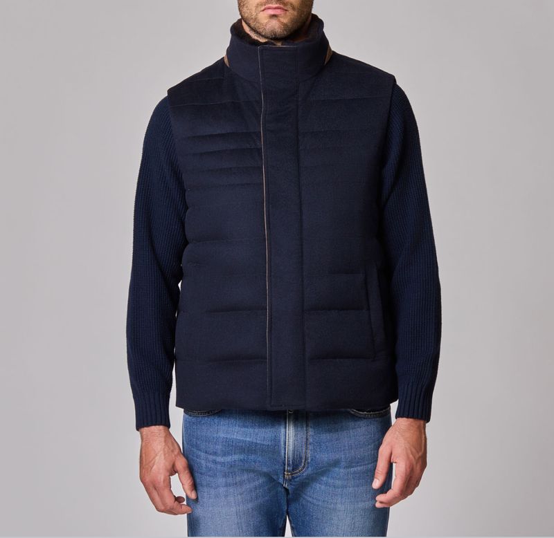Luciano Barbera Wool Vest w/ Detachable Collar