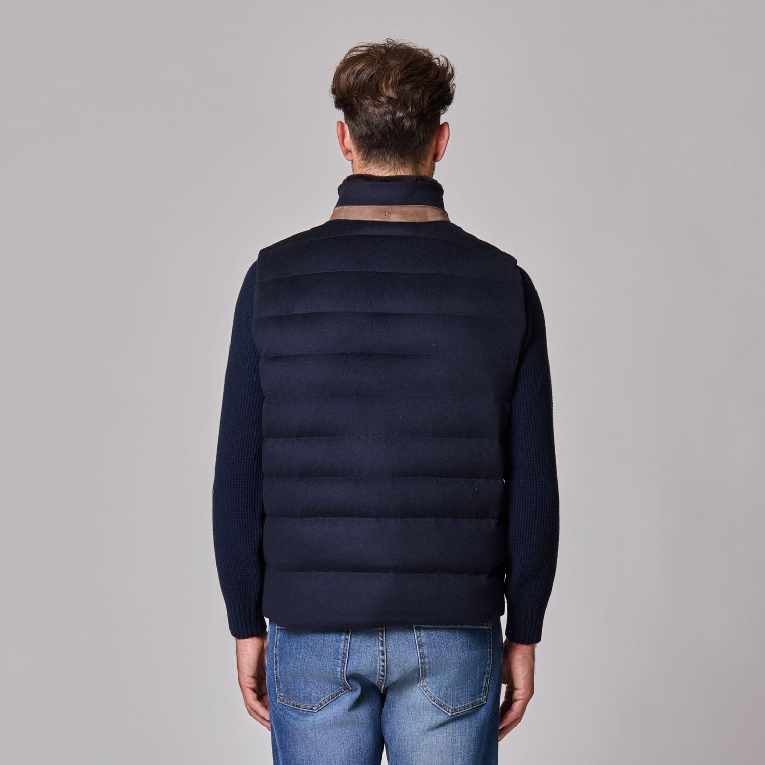 Luciano Barbera Wool Vest w/ Detachable Collar